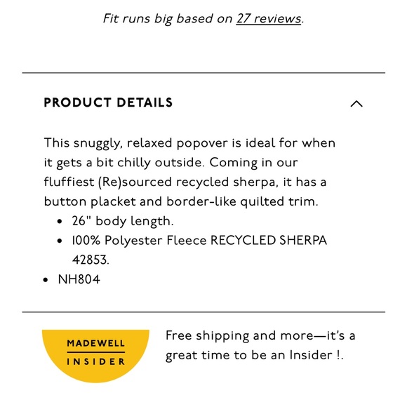 Madewell Resourced Sherpa Pullover - Picture 2 of 6